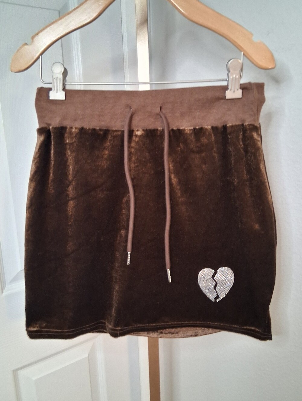 Shein Velvety Velour Brown Skirt Juniors Medium
